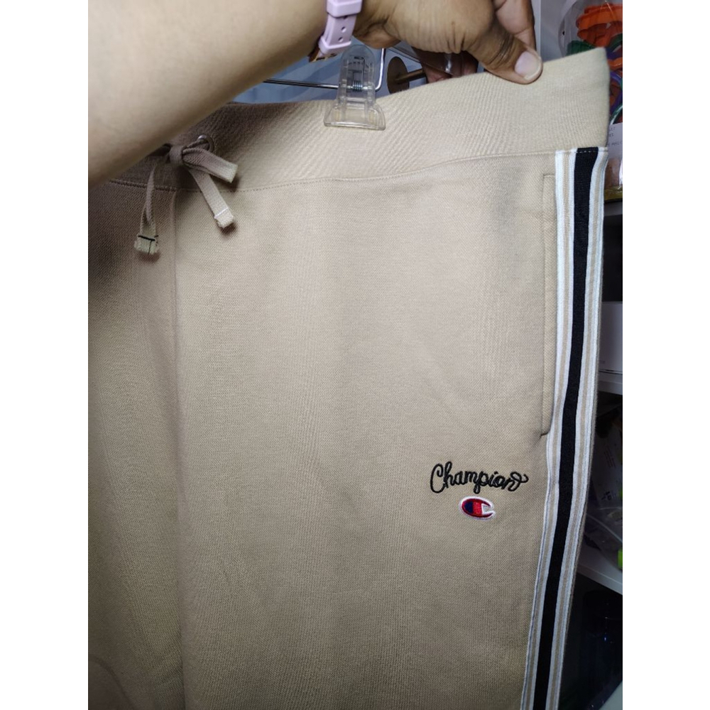 Champion Wide Leg Sweatpants 2X Beige Stripe Logo Athleisure Lounge Pants Plus - Picture 6 of 11